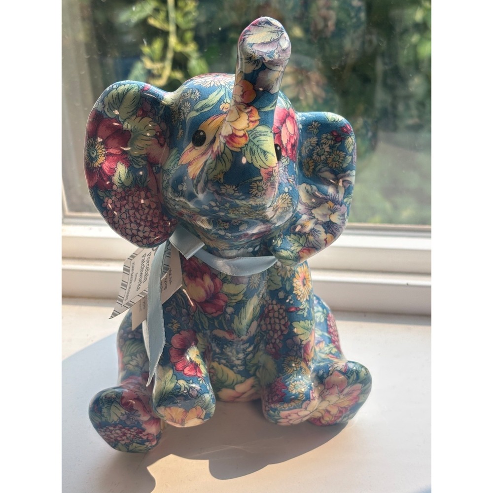 PORCELAIN PATCHWORKS ELEPHANT ~COLLECTIBLE JOAN BAKER DESIGN w/TAGS